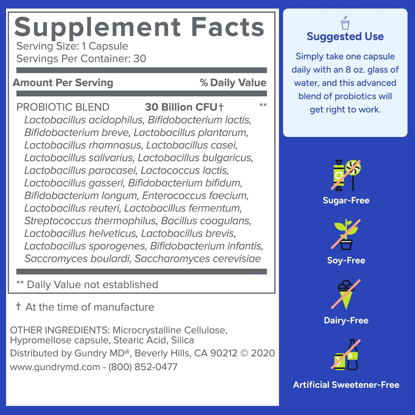 Gundry MD® 24 Strain Probiotic with 30 Billion CFUs, 30 Count Gundry MD