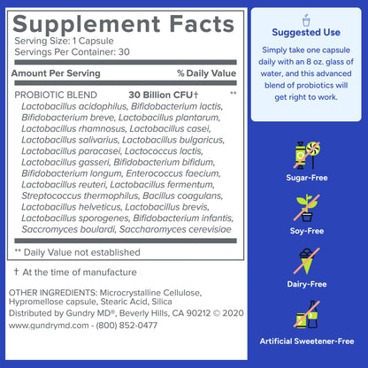 Gundry MD® 24 Strain Probiotic with 30 Billion CFUs, 30 Count Gundry MD