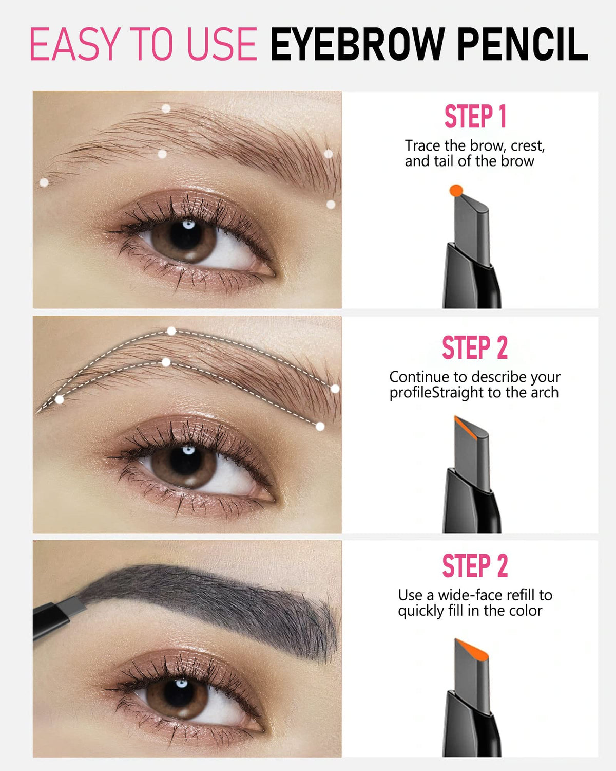 Yfulfill Gray Eyebrow Pencils for Older Women with Grey/Silver/White Hair YFulfill