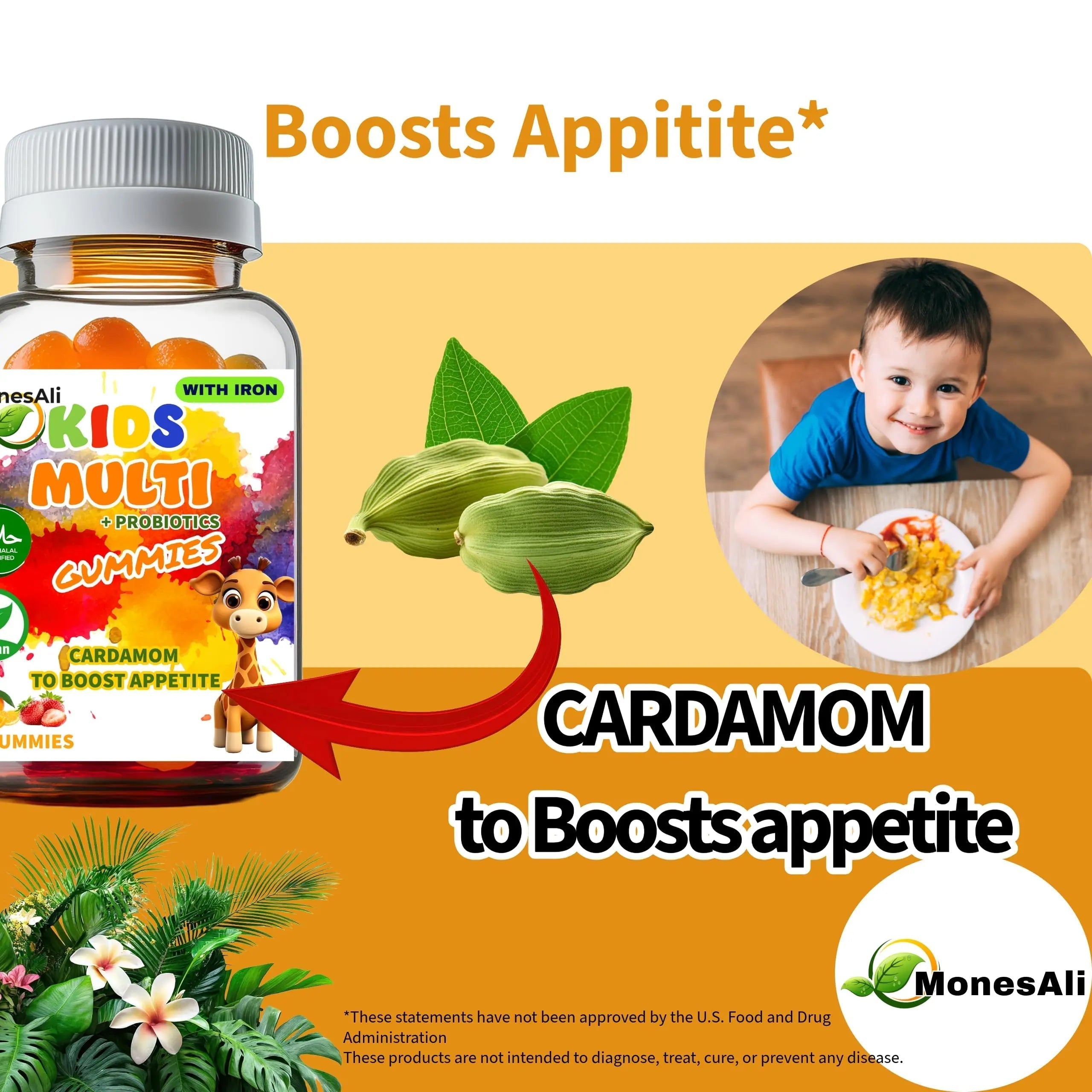 MonesAli Kids Multivitamin Gummies with Iron & Probiotics – Vegan, Gelatin-Free, Halal, Orange & Strawberry Flavors, 90 Count MonesAli buy australia supplements
