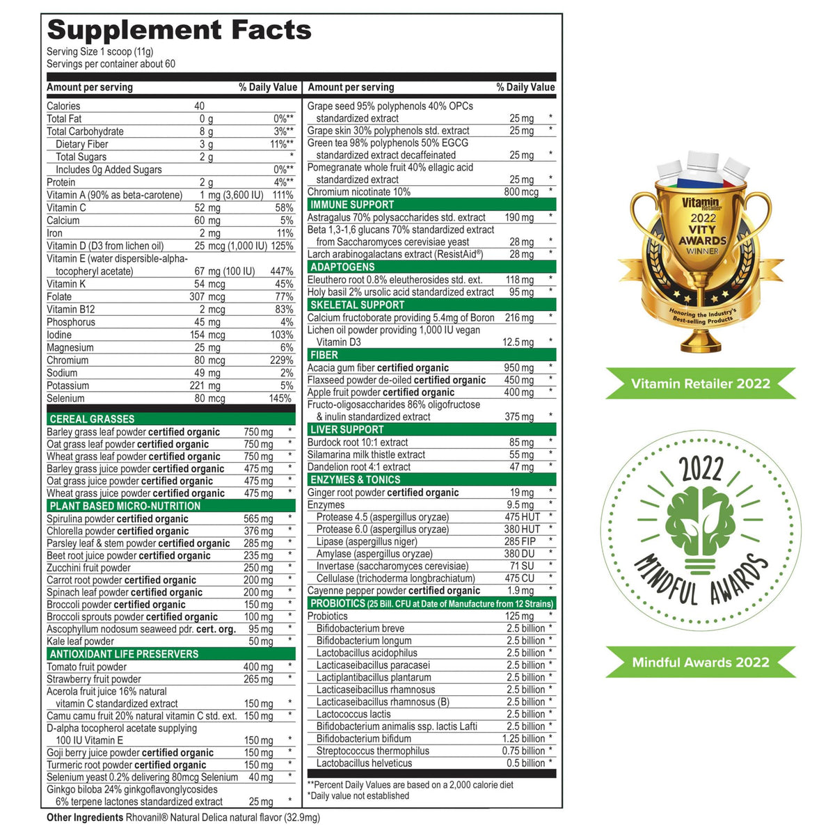 Vibrant Health, Green Vibrance, Vegan Superfood Powder, Boost Energy, 60 Servings Vibrant Health