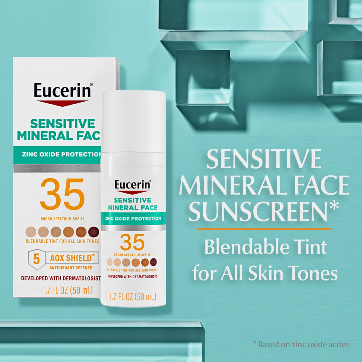 Eucerin Tinted Sensitive Mineral Face Sunscreen Lotion, SPF 35, 1.7 FL OZ Eucerin