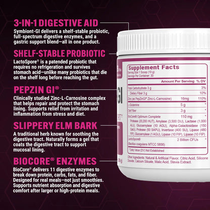 PEScience Complete-GI Gut Health Powder, Probiotics for Women and Men, Digestive Enzymes, Prebiotic Fiber, L-Glutamine PEScience