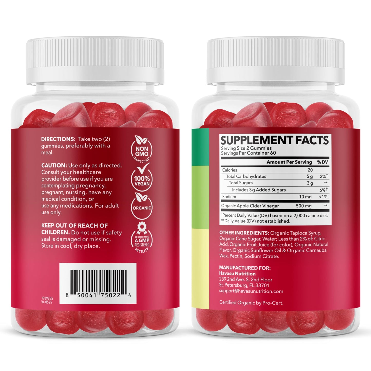 Apple Cider Vinegar Gummies, USDA Organic, Apple Flavor, 1-Month Supply | USDA Organic ACV Gummies for Digestive Health, Metabolism & Gut Support, Vegan, Gluten-Free, No Harsh Taste, 60ct Gsupps Australia