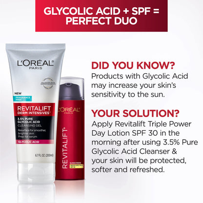 L'Oreal Paris Revitalift 3.5% Pure Glycolic Acid Brightening Cleansing Gel wth Salicylic Acid 6.7 fl oz L'Oreal Paris