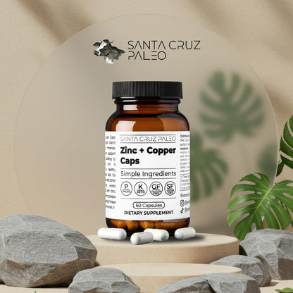 Santa Cruz Paleo, Zinc & Copper Mineral Supplement, High Absorption Formula, Zinc Supplement for Skin & Hair, L Methionine, Copper Gluconate, Trace Minerals Santa Cruz Paleo