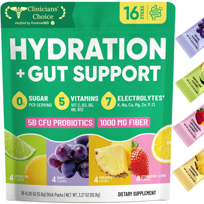 Venture Pal 2-in-1 Hydration Packets + Gut Health Electrolytes Powder - 7 Electrolytes & 5 Vitamins, Probiotics Venture Pal