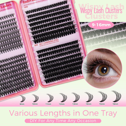 Lash Clusters Kit for Beginners Eyelash Clusters Kit Lashes Clusters Kit Cluster Lashes Pestañas Postizas Naturales with Lash Bond&Seal,Lash Tweezers,Brush RITALASH(640pcs 20D+40D+60D+80D Kit,9-16mm) RITALASH