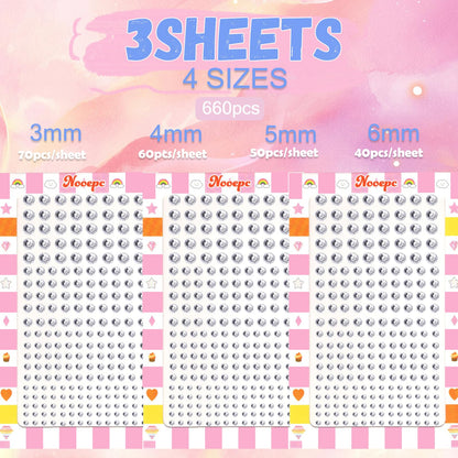 NOOEPC 660Pcs Face Gems Hair Gems, Self-Adhesive Face Jewels Eye Jewels Rhinestones 3/4/5/6 mm DIY Face Gems Stick on, Hair Body Rhinestones Gems Rave Accessories for Face Eyes Makeup Body, Crafts nooepc