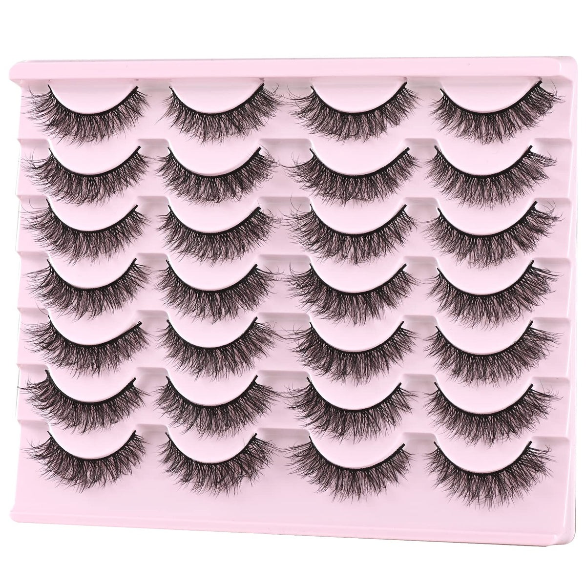 FARRED Natural Lashes Short Eyelashes Wispy False Mink Lash Pack 14 Pair Natural Look Fluffy Cat Eye Strip Eyelash Small Fake Lashes Full Pestañas Sets for MUA and Beginners Daily Makeup (F1 | 8-14mm) FARRED
