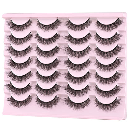 FARRED Natural Lashes Short Eyelashes Wispy False Mink Lash Pack 14 Pair Natural Look Fluffy Cat Eye Strip Eyelash Small Fake Lashes Full Pestañas Sets for MUA and Beginners Daily Makeup (F1 | 8-14mm) FARRED
