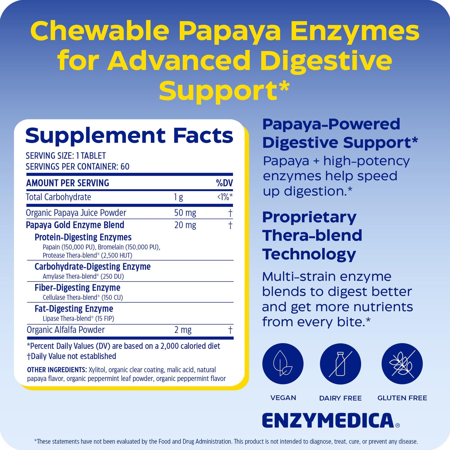Enzymedica Papaya Gold - Papaya Enzymes Chewable - 120 Tablets Gsupps Australia