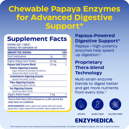 Enzymedica Papaya Gold - Papaya Enzymes Chewable - 120 Tablets Gsupps Australia