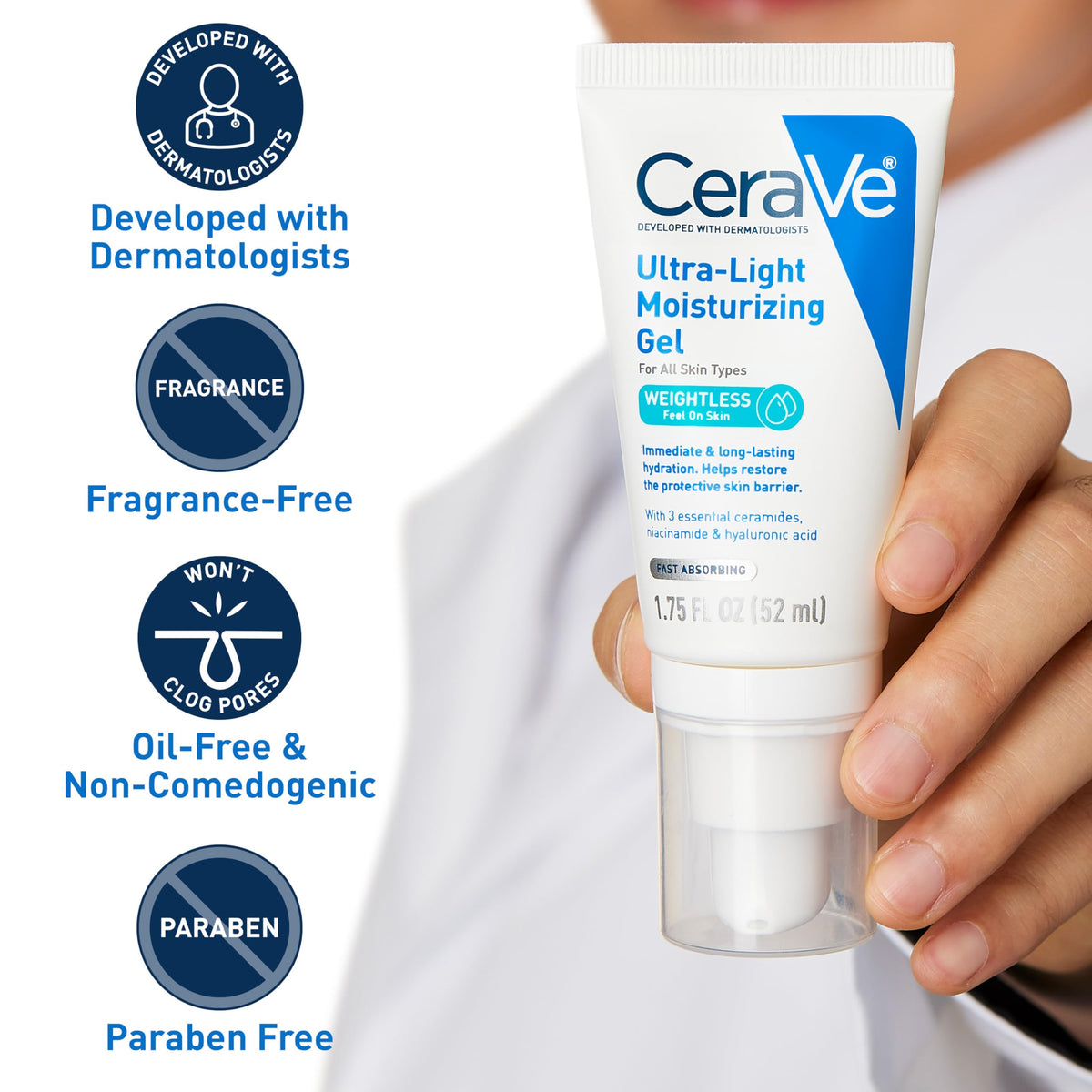 CeraVe Ultra-Light Moisturizing Gel, Niacinamide Face Moisturizer, 1.75oz CeraVe