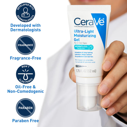 CeraVe Ultra-Light Moisturizing Gel, Niacinamide Face Moisturizer, 1.75oz CeraVe