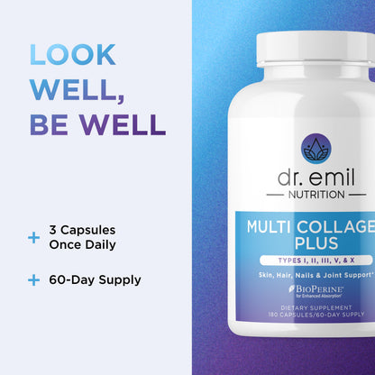 DR. EMIL NUTRITION Women's Multi Collagen Pills | Collagen Supplements to Support Hair, Skin, Nails, & Joints | Hydrolyzed Collagen Supplements Types DR. EMIL NUTRITION