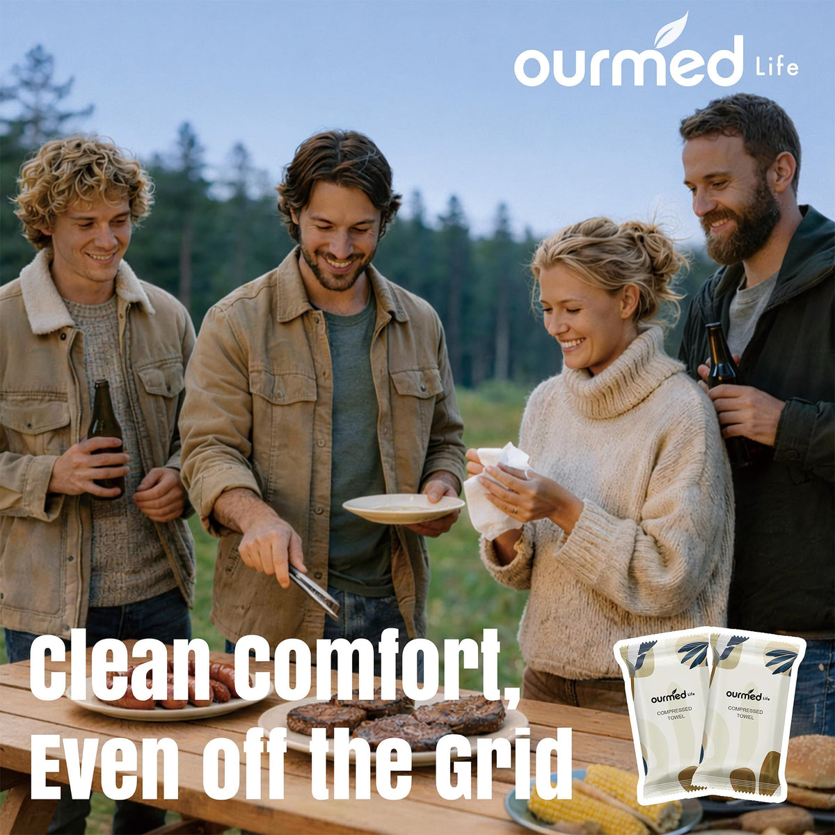 Ourmed Life Compressed Towel, Disposable Washcloths, 12 x 10 Inch, 56 Count ourmed life