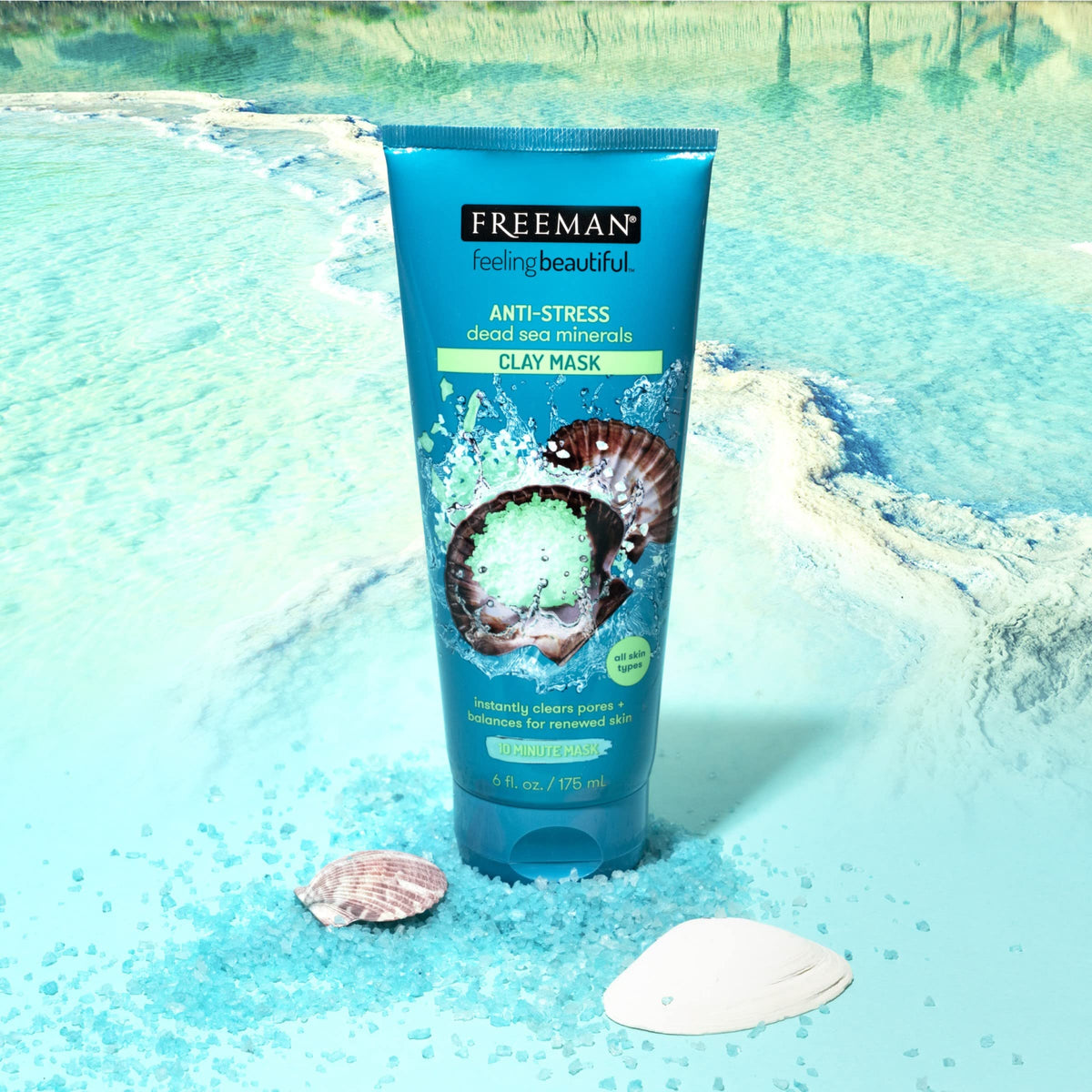 Freeman Anti-Stress Clay Mask, Dead Sea Mineral Face Mask, 6 Fl Oz Tube Freeman