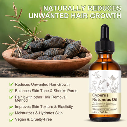 Cyperus Rotundus Oil, Natural for Reducing Body Hair Growth, Cyperus Rotundus Oil for Hair Removal, Reduces Unwanted Hair Growth, Reducing Body Hair Growth, Shrink Pores - 2.02 Fl Oz DLOMFVFQ