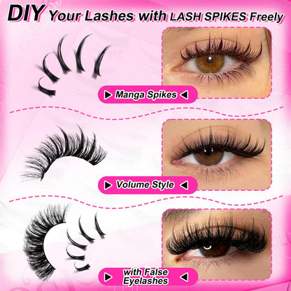 MilyBest Lash Clusters Kit 100D with Spikes, 13-19mm Manga Lashes MilyBest