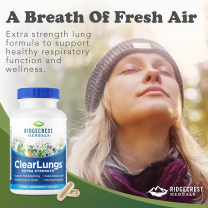 RidgeCrest Herbals ClearLungs Extra Strength, Daily Health Supplement, Natural Lung and Nasal Wellness Formula RidgeCrest Herbals