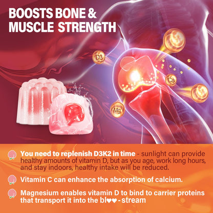 Vitamin D3 K2 Gummies 5000IU / 10,000 IU with 500mg Calcium + K2(MK-7) 200mcg, Magnesium, Vitamin C & Zinc, Extra Strength - Ultimate Absorbency for Bones LILICARE