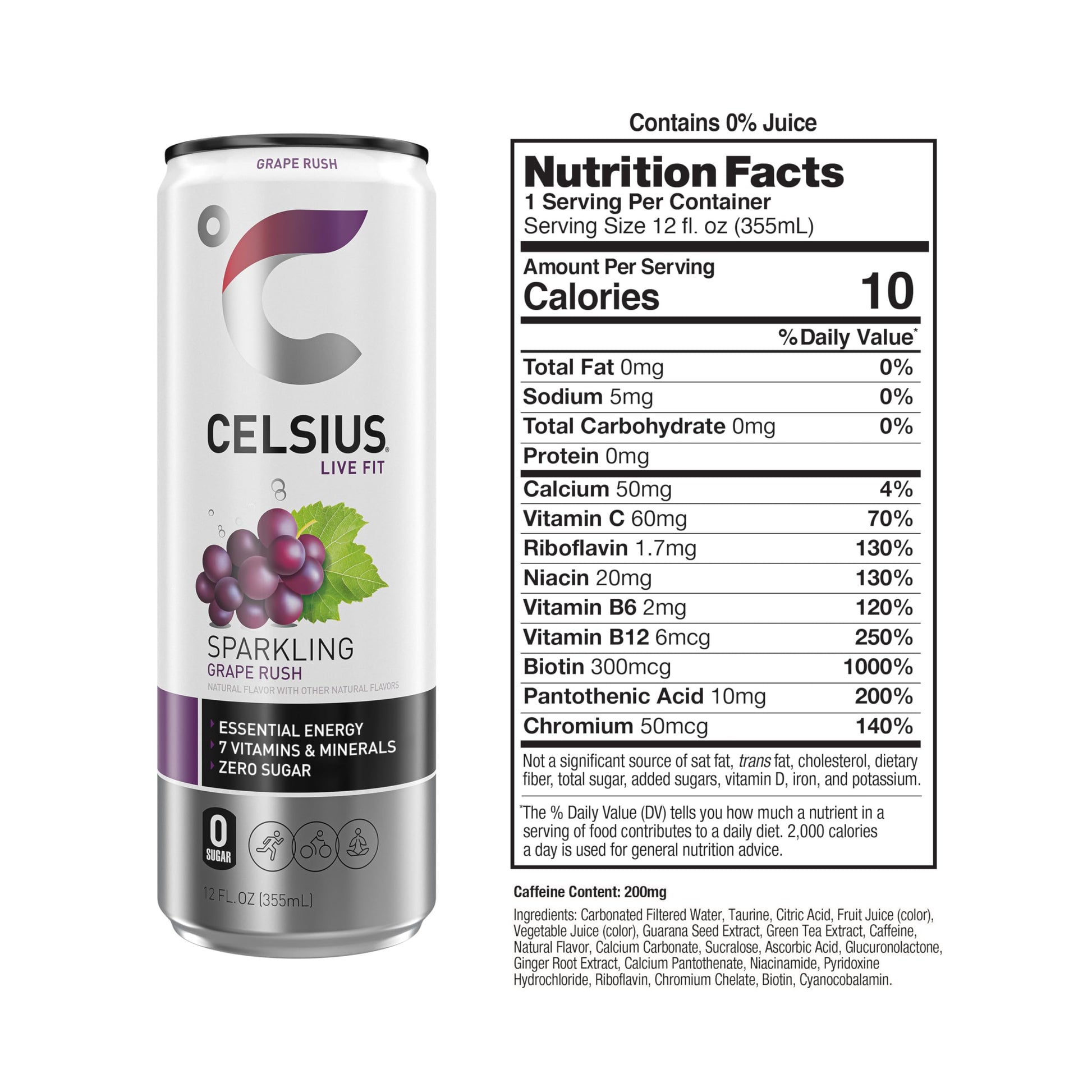 CELSIUS Sparkling Grape Rush, Functional Essential Energy Drink 12 Fl Oz (Pack of 12) CELSIUS buy australia supplements