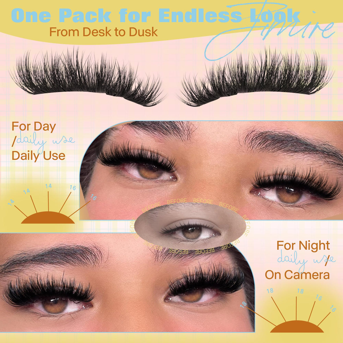 JIMIRE Manga Lash Clusters Wispy Fluffy Cluster Eyelash Extensions CC Curly 14-18MM Fluffy Eyelash Clusters Easy to Apply DIY Thick Volume Individual Lashes Extensions at Home 162Pcs Pack JIMIRE