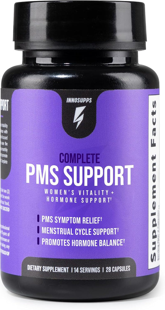 Inno Complete PMS Support - PMS Support Supplement for Women with Chasteberry, Vitamin B6, & Calcium for Women for Period Relief, Cramp Relief, Mood and Cycle Balance (28 Capsules)