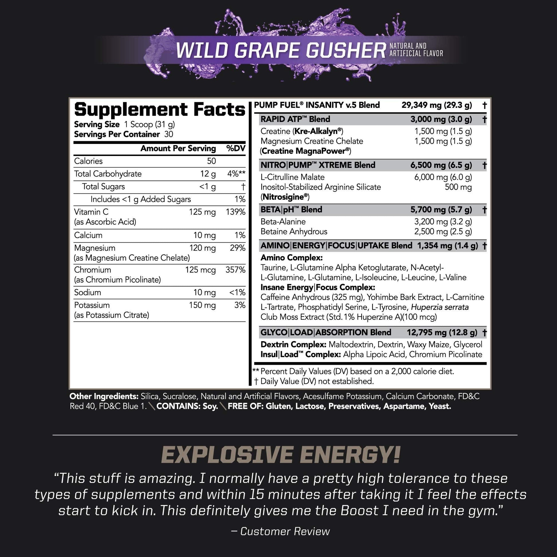 PMD Sports Ultra Pump Fuel Insanity - Pre Workout - Grape Gusher (30 Servings) PMD buy australia supplements