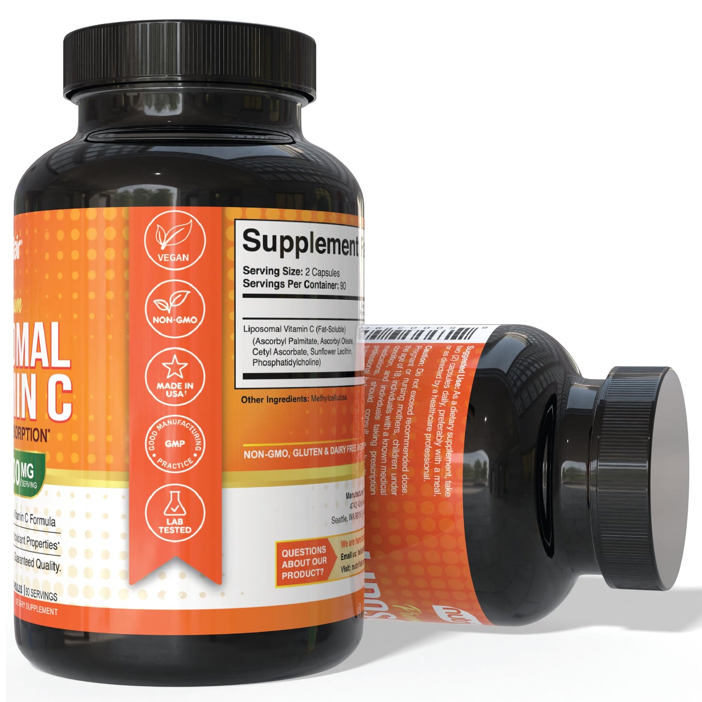NutriFlair Liposomal Vitamin C 1700mg, 180 Capsules - High Absorption, Fat Soluble VIT C, Higher Bioavailability Immune System Support NutriFlair
