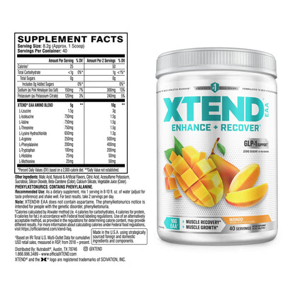 Xtend EAA + BCAA Powder for Muscle Recovery & Lean Muscle Growth, 9 Essential Amino Acids for Intra Workout or Post Workout Recovery Xtend