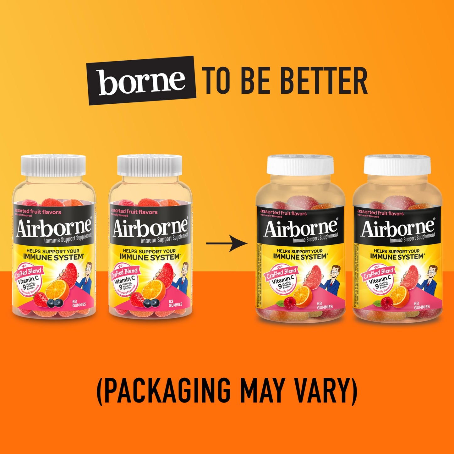 Airborne 750mg Vitamin C Gummies for Adults, Immune Support Gummies with Powerful Antioxidants VIT C & E, Caffeine Free Airborne