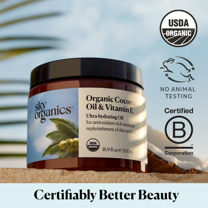 Sky Organics Organic Coconut Oil & Vitamin E 16.9oz - Ultra-Hydrating Oil Sky Organics