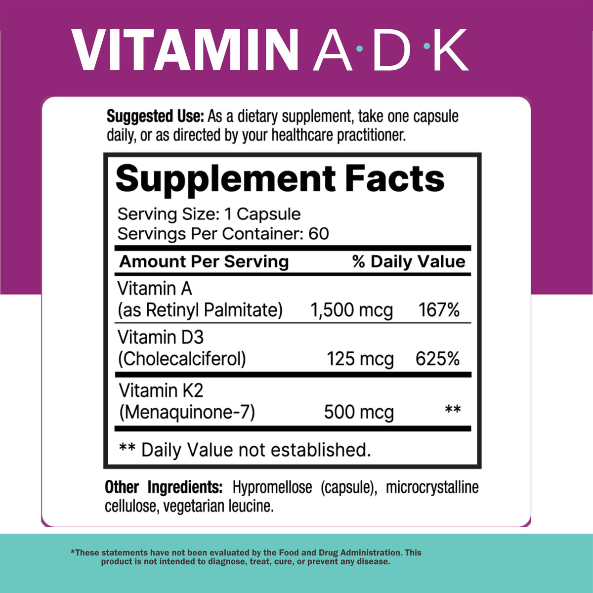 NatureGenX ADK Vitamin Supplement – Vitamins A, D3 & K2 MK-7 for Bone Health & Calcium Absorption – Gluten-Free, Non-GMO, Soy-Free NatureGenX