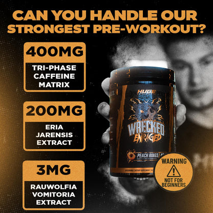 Wrecked Enraged High Stim Pre Workout - Extreme Hardcore Formula for Intense Energy, Laser Focus & Maximum Strength - Potent Stimulant Matrix - for Advanced Lifters, Not for Beginners (40 Servings)
