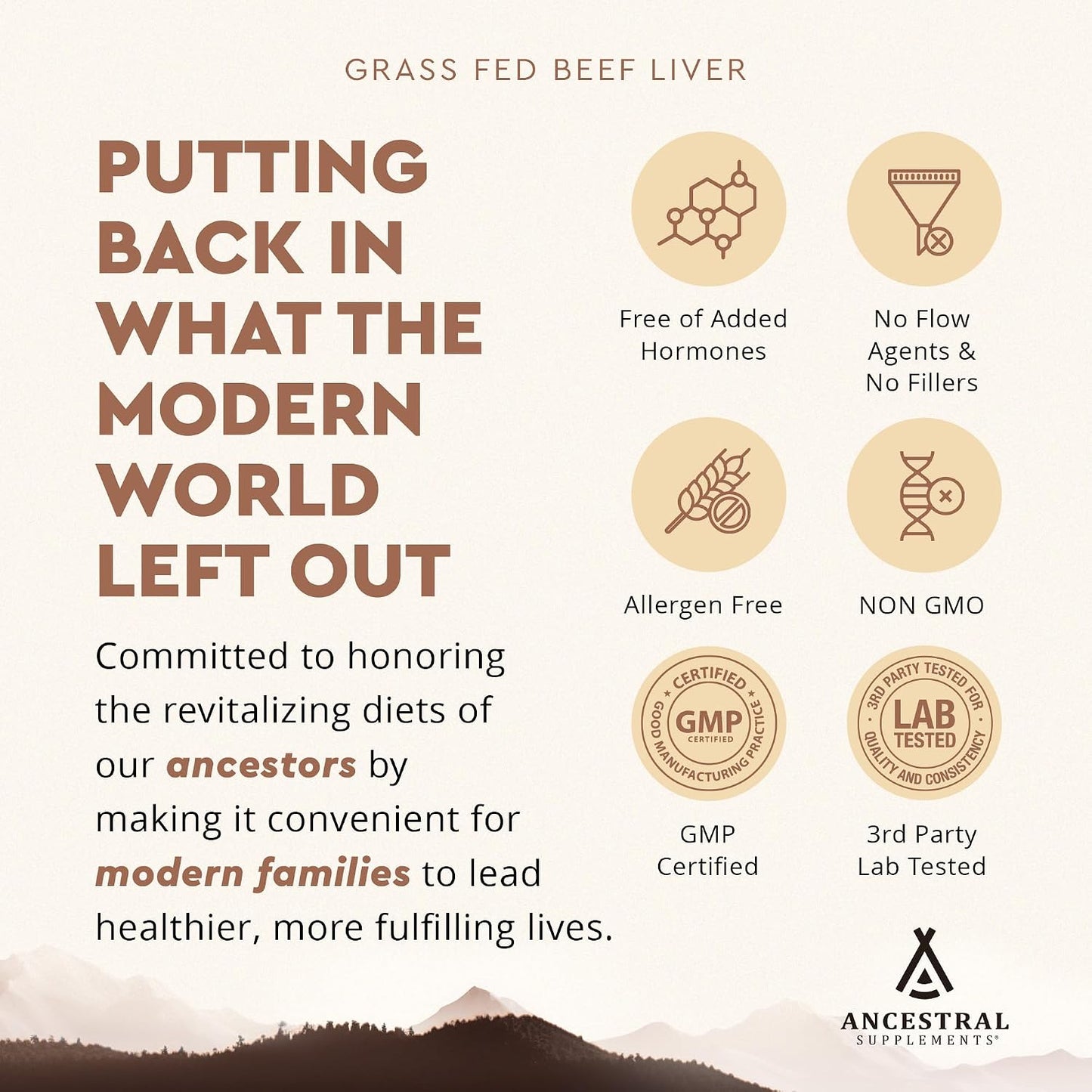 Ancestral Supplements Beef Liver & Beef Organs Bundle – Supports Energy, Immunity & Whole Body Wellness – Grass Fed, Pasture Raised Multivitamin with Liver, Heart, Kidney, Pancreas & Spleen, Non-GMO
