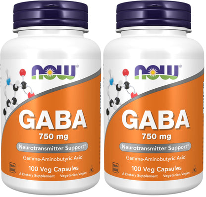 Now Foods, Gaba 750mg, 100 Veg Capsules Gsupps Australia
