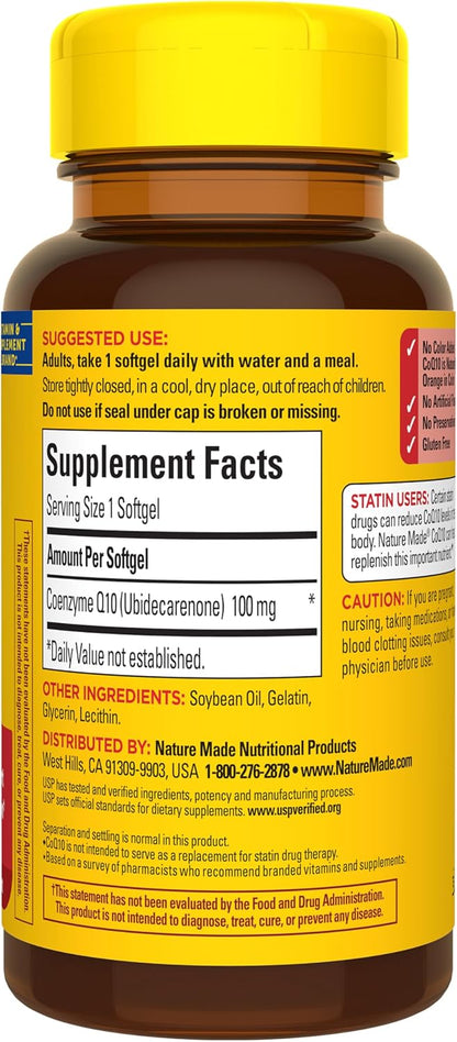 Nature Made CoQ10 100mg, 40 Liquid Softgels Gsupps Australia