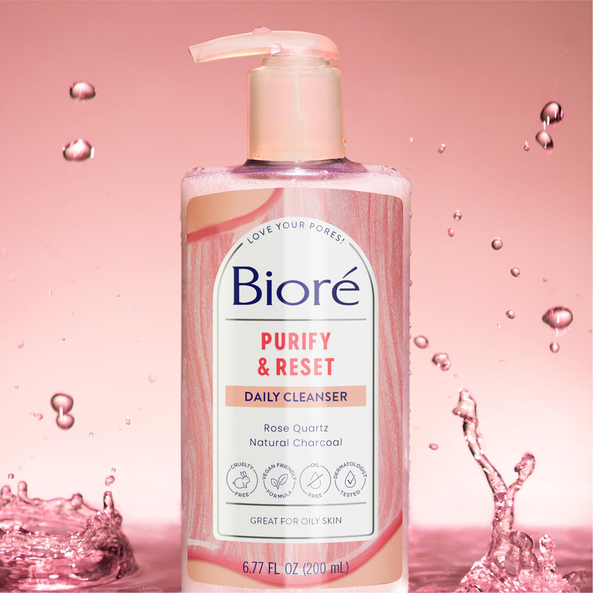 Bioré Rose Quartz + Charcoal Daily Purifying Cleanser Bioré