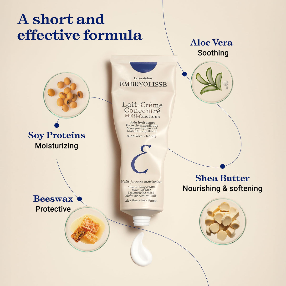 Embryolisse Lait-Crème Concentré Face Moisturizer and Makeup Primer, French Face Cream With Shea Butter & Aloe Vera, 2.54 Fl Oz Embryolisse