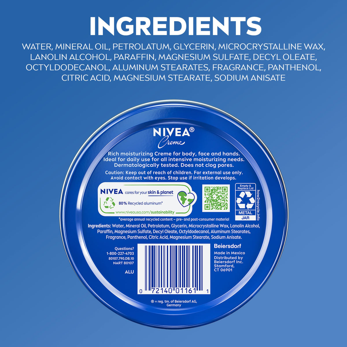 NIVEA Creme, Face, Body & Hand Moisturizing Cream, Provitamin B5, 13.5 Oz NIVEA