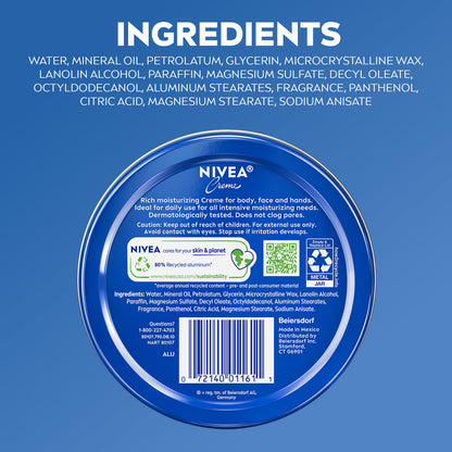 NIVEA Creme, Face, Body & Hand Moisturizing Cream, Provitamin B5, 13.5 Oz NIVEA