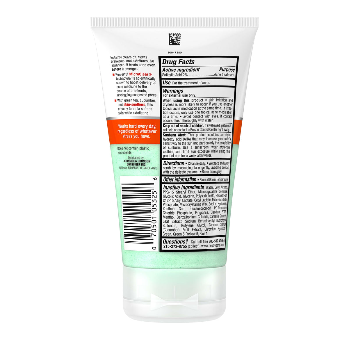 Neutrogena Oil Free Acne Stress Control Power Clear Face Scub, 4.2 fl oz Neutrogena