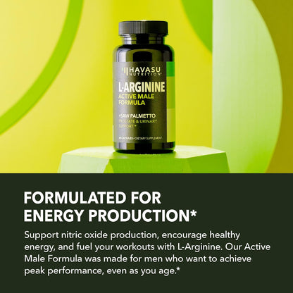 L-Arginine with Saw Palmetto for Men Capsules, Vegan, Non-GMO, 30 Servings | Vegan, Non-GMO Nitric Oxide and Prostate Health Supplements for Men, Endurance and Urinary Tract Function Support Gsupps Australia
