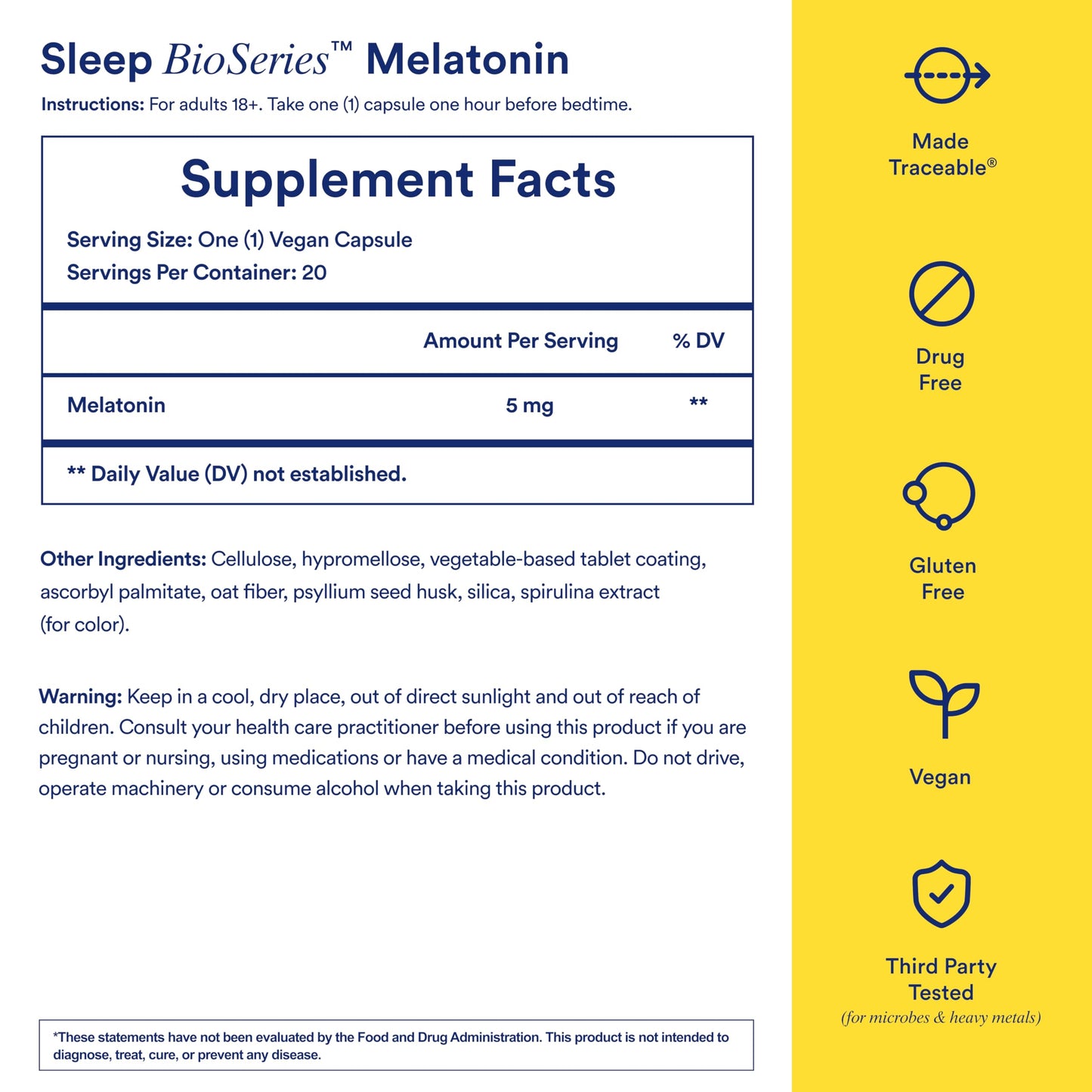 Ritual Sleep Melatonin 5mg - Sleep Aid Supplement - BioSeries Time Released Capsules Designed for All Night* Sleep Support for Adults - Vegan - Drug-Free - Vanilla - 20 Capsules - 20 Servings