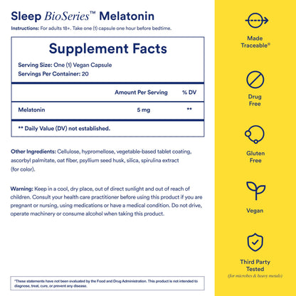 Ritual Sleep Melatonin 5mg - Sleep Aid Supplement - BioSeries Time Released Capsules Designed for All Night* Sleep Support for Adults - Vegan - Drug-Free - Vanilla - 20 Capsules - 20 Servings