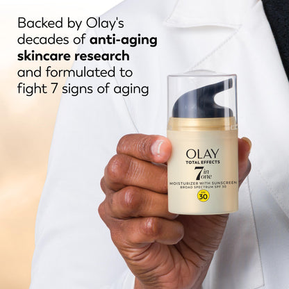 Olay Facial Moisturizing Lotion SPF 30 Total Effects for Dry Skin, 7 Benefits including Minimize Pores, Anti-Aging, 1.7 oz Olay