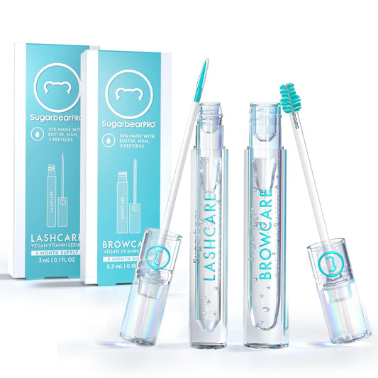 SugarbearPRO LashCare™ + BrowCare™ Vitamin Serum Duo | Peptides, MSM & Biotin | 3-Month Supply Each | Vegan Formula for Fuller, Healthier-Looking Lashes & Brows