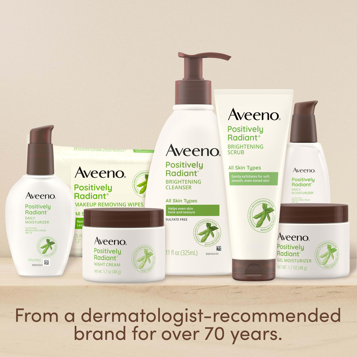 Aveeno Positively Radiant Skin Brightening Daily Facial Scrub with Moisture-Rich Soy Extract, Gently Exfoliates & Cleanses for Soft, Smooth, More Even-Toned Skin, Hypoallergenic, 7 oz Aveeno